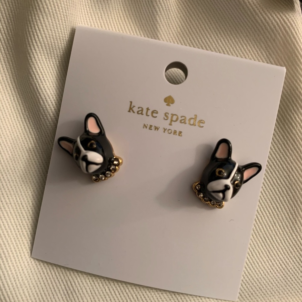 Kate spade Ma Cherie Frenchie dog earrings black